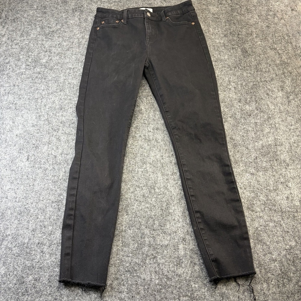 Pistola Black Distressed Skinny Jeans - Size 28 - Raw Hem Frayed - Stretch Denim